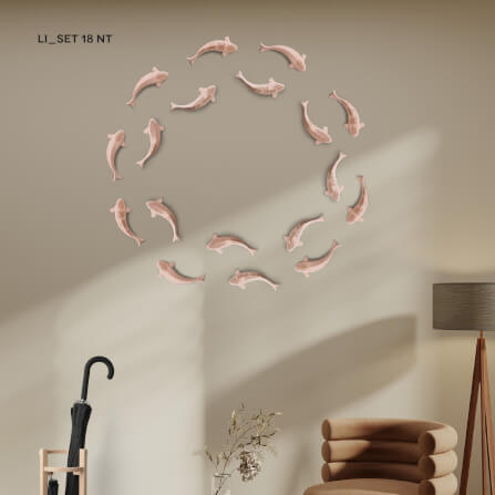 ปลาคาร์ปตกแต่งผนังเสริมมงคลขึ้นชิ้นงาน 3 มิติไม้บีชจริง Pana Objects รุ่น Li: SET 18 All Beech Koi wall decoration size 4.3 x 26 x 2.2 ซม_11